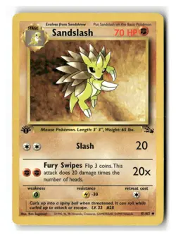 Sandslash 41/62 Uncommon Fossil Pokemon 1st Edition Moderately Played - Image 1
