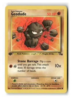 Geodude 47/62 Common Fossil Pokemon 1st Edition Moderately Played - Image 1