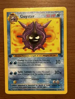 Pokemon TCG Cloyster Fossil 32/62 1st Edition LP - Image 1