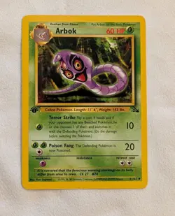 1999 Pokemon Fossil 1st Edition Arbok WOTC 31/62 - Image 1