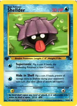 Pokemon TCG Shellder 54/62 Fossil 1st Edition LP - Image 1