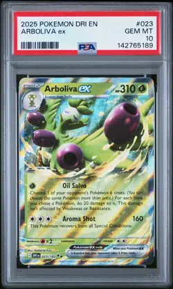 2025 POKEMON DRI EN-DESTINED RIVALS 023 ARBOLIVA EX PSA 10 - Image 1