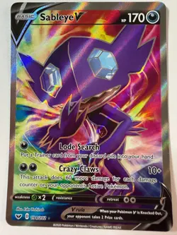 Pokemon TCG Sableye V (Full Art) 194/202 Swsh01: Sword & Shield Holo NM 2020 - Image 1