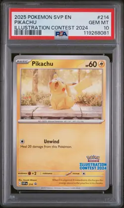 Pikachu Illustration Contest 2024 Pokemon Black Star Promo SVP214 PSA 10 - Image 1