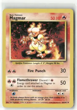 Pokemon Magmar 036/102 Normal Base Set Uncommon - Image 1