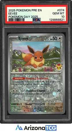 Pokemon 2025 Eevee 074/131 Pokemon Day 2025 Stamp GEM MT PSA 10 - Image 1