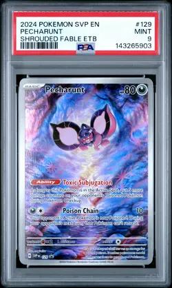 2024 Pokemon Svp En-Sv Black Star Promo #129 Pecharunt Shrouded Fable Etb PSA 9 - Image 1