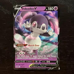 Indeedee V 091/202 Pokemon Sword & Shield Base Set Holo Ultra Rare Card NM - Image 1
