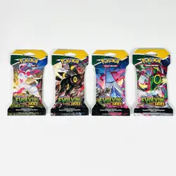 Pokemon Evolving Skies New Sealed Sleeved Blister Booster x4 Packs Full Art Set - Image 1