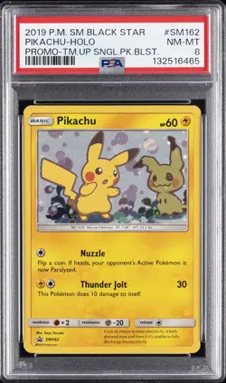 2019 POKEMON SM BLACK STAR PROMO TEAM UP SINGLE PACK BLISTERS PIKACHU-HOLO PSA 8 - Image 1