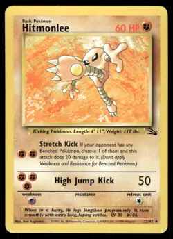 Pokemon Cards Hitmonlee 22/62 Unlimited Fossil WOTC Rare NM - Image 1