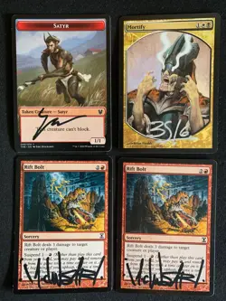 MTG Magic the Gathering x4 Lot Signed Cards Sutfin Snoddy Deschamps - Image 1