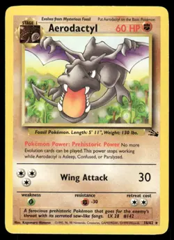 Pokemon Cards Aerodactyl 16/62 Unlimited Fossil WOTC Rare LP *5 - Image 1
