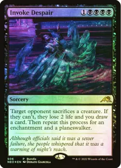 MTG FOIL INVOKE DESPAIR 506 - PROMO - KAMIGAWA: NEON DYNASTY - BLACK SORCERY - Image 1
