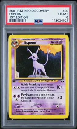 2001 POKEMON NEO DISCOVERY 1ST ED #20 ESPEON PSA 6 - Image 1
