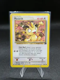 Pokemon TCG Team Rocket Meowth #62/82 Unlimited Common Vintage 1999-2000 MP/HP - Image 1