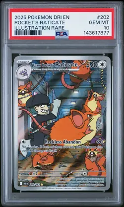 2025 POKEMON DESTINED RIVALS ILLUSTRATION RARE TEAM ROCKET'S RATICATE PSA 10 - Image 1