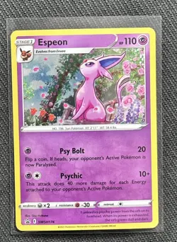 Espeon SWSH174 Sword & Shield Pokemon Blister Promo Card Holo NM - Image 1