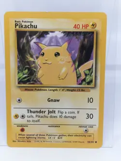 Pikachu 58/102 LP Lightly Played Yellow Cheeks Base Set Non-Holo Pokemon Card - Image 1