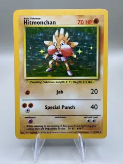 Hitmonchan 7/102 Base Set Holo LP – WOTC Vintage Pokemon Card – Authentic - Image 2