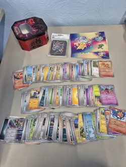 Pokemon TCG Bulk Bundle 200 Random Cards Job Lot + Tin + Stickers + Sleeves #2 - Image 1