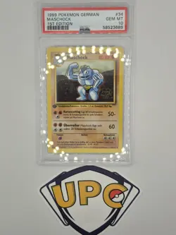 PSA 10 MASCHOCK MACHOKE 1ST EDITION GERMAN BASE SET 34 POKEMON 1999 VINTAGE GM - Image 1