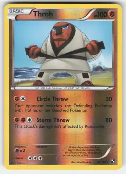 Throh 61/114 Rare Black & White Pokemon Reverse Holo NM - Image 1
