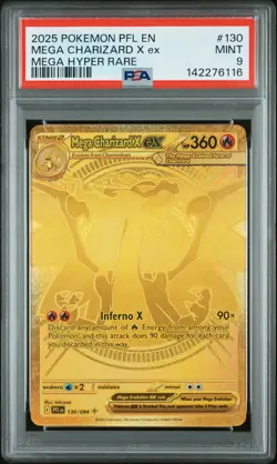 2025 POKEMON PFL EN-PHANTASMAL FLAMES MEGA HYPER RARE MEGA CHARIZARD X EX PSA 9 - Image 1