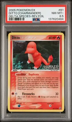 PSA 9 Ditto Charmander 61/113 Reverse Foil Stamped Delta Species EX POP 1 Card - Image 1