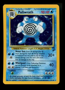 Poliwrath 15/130 Base Set 2 2000 Holo Rare WOTC Pokemon Card TCG - Image 1