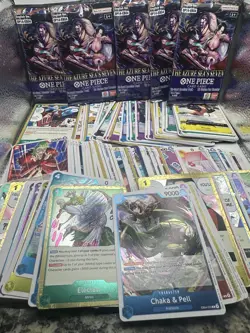 One piece TCG, Op-14 bulk lot with booster pack and 125 cards with 25 rare foils - Image 1