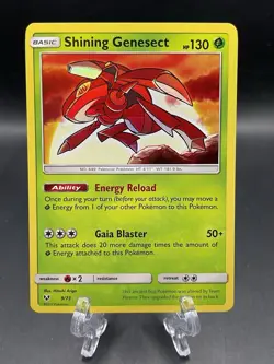 Pokemon TCG Shining Genesect Shining Legends Holo Card 9/73 Near Mint Condition - Image 1