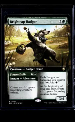 MTG Magic The Gathering BLC Bloomburrow Commander Extended Art Brightcap Badger - Image 1