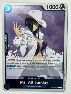 Ms. All Sunday OP01-079 Romance Dawn Foil One Piece Card Game - Image 1