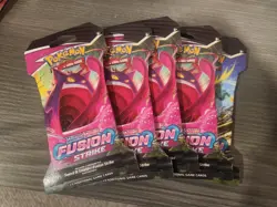 LOT OF FIVE SEALED PACKS!! Fusion Strike Sleeved Pokemon Booster Cards - Image 1