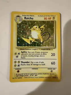 1999 Pokemon Base Set Raichu 14/102 Holo Rare WOTC Vintage LP - Image 1