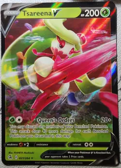 Pokemon TCG 2021 Tsareena V 021/264 Ultra Rare Full Art Holo NM - Fusion Strike - Image 1