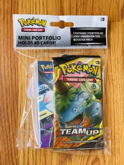 Pokemon Sun & Moon Team Up Mini Portfolio With Booster Pack - NEW - Image 1