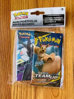 Pokemon Sun & Moon Team Up Mini Portfolio With Booster Pack - NEW - Image 1