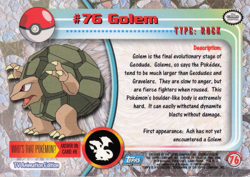 Golem #76 - Topps Series 1 TV Animation Edition - Blue Label - Pokemon - NM - Image 2