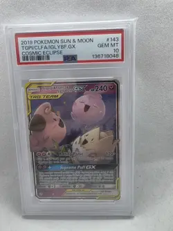 Pokemon TCG Togepi & Cleffa & Igglybuff Tag Team GX Cosmic Eclipse 143/236 PSA10 - Image 1