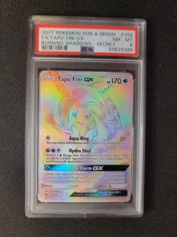Tapu Fini GX Full Art Secret Rare Burning Shadows PSA 8 Pokemon - Image 1