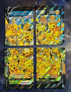 POKEMON! Pikachu V-Union SwSH Black Star Promo Set of 4 NM - Image 1