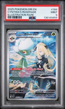 2025 POKEMON DRI EN-DESTINED RIVALS ILLUSTRATION RARE CYNTHIA'S ROSERADE PSA 9 - Image 1