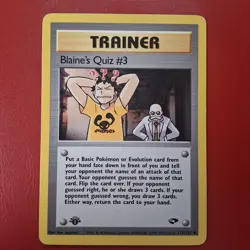 Blaine's Quiz #3 112/132 Gym Challenge Regular FIRST Edition Pokemon Card LP - Image 1