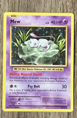 Pokemon Mew 53/108 Evolutions Holo Rare Basic 40 HP Neutral Shield English Card - Image 1