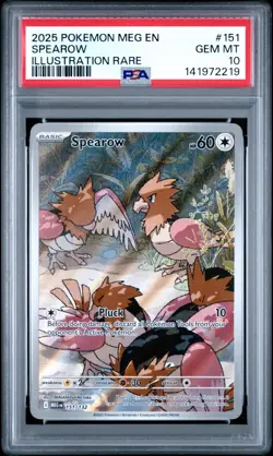 Pokemon TCG Mega Evolution Spearow Illustration Rare 151/132 Gem Mint PSA 10 - Image 1