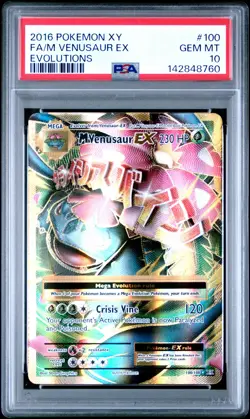 2016 POKEMON XY EVOLUTIONS #100 FULL ART/M VENUSAUR EX PSA 10 - Image 1