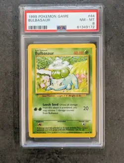PSA 8 NM - MINT 1999 BASE SET POKEMON BULBASAUR 44/102 #44 WOTC TCG GRADED - Image 1