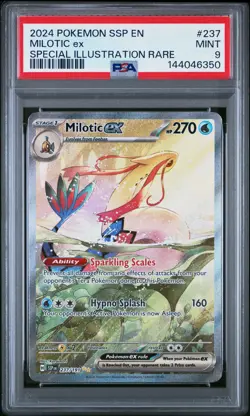 2024 POKEMON SSP EN-SURGING SPARKS SPECIAL ILLUSTRATION RARE MILOTIC EX PSA 9 - Image 1